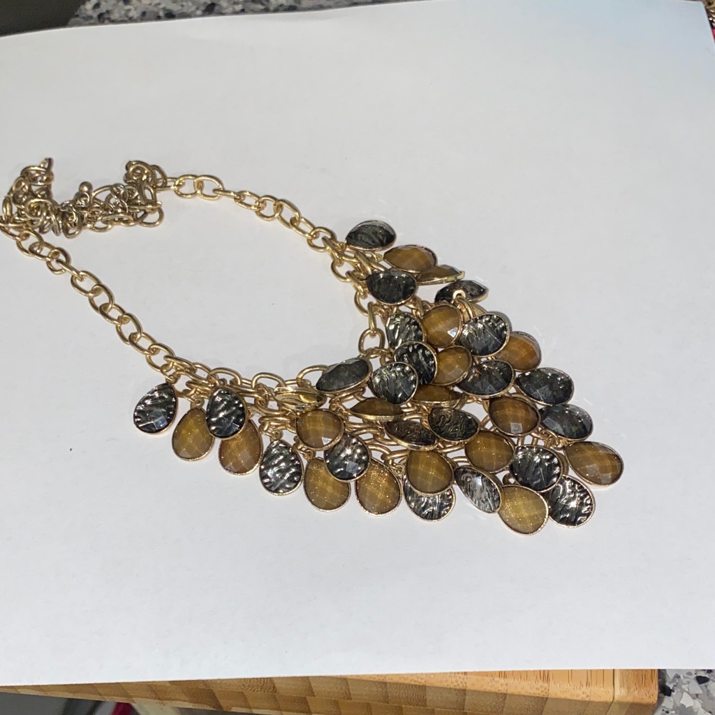 Amber And Silver Statement Necklace